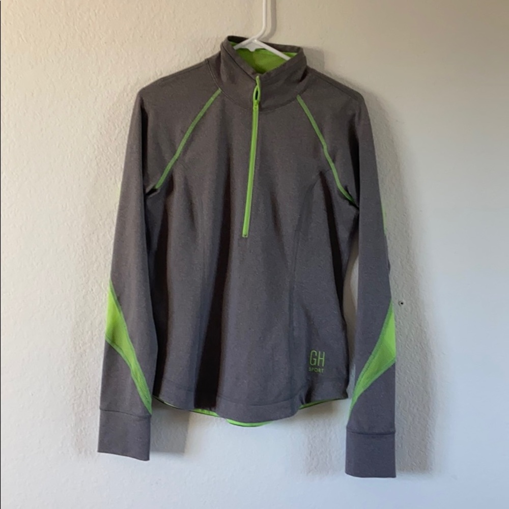 Gilly Hicks Neon Green and Grey half zip athletic